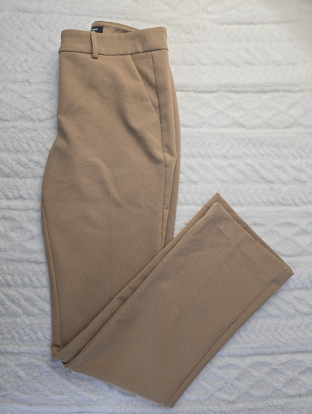 Express Editor Pants Neutral Tan Mid Rise Bootcut Tailored Trouser Office 6R